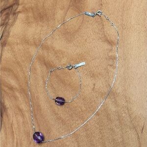 Mother/Daughter Amethyst Cushion cut  Necklace and Bracelet Set
